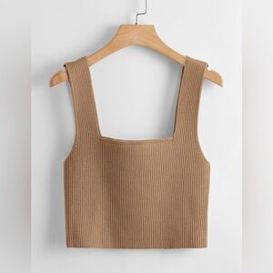 Tan ribbed crop top​​​​​